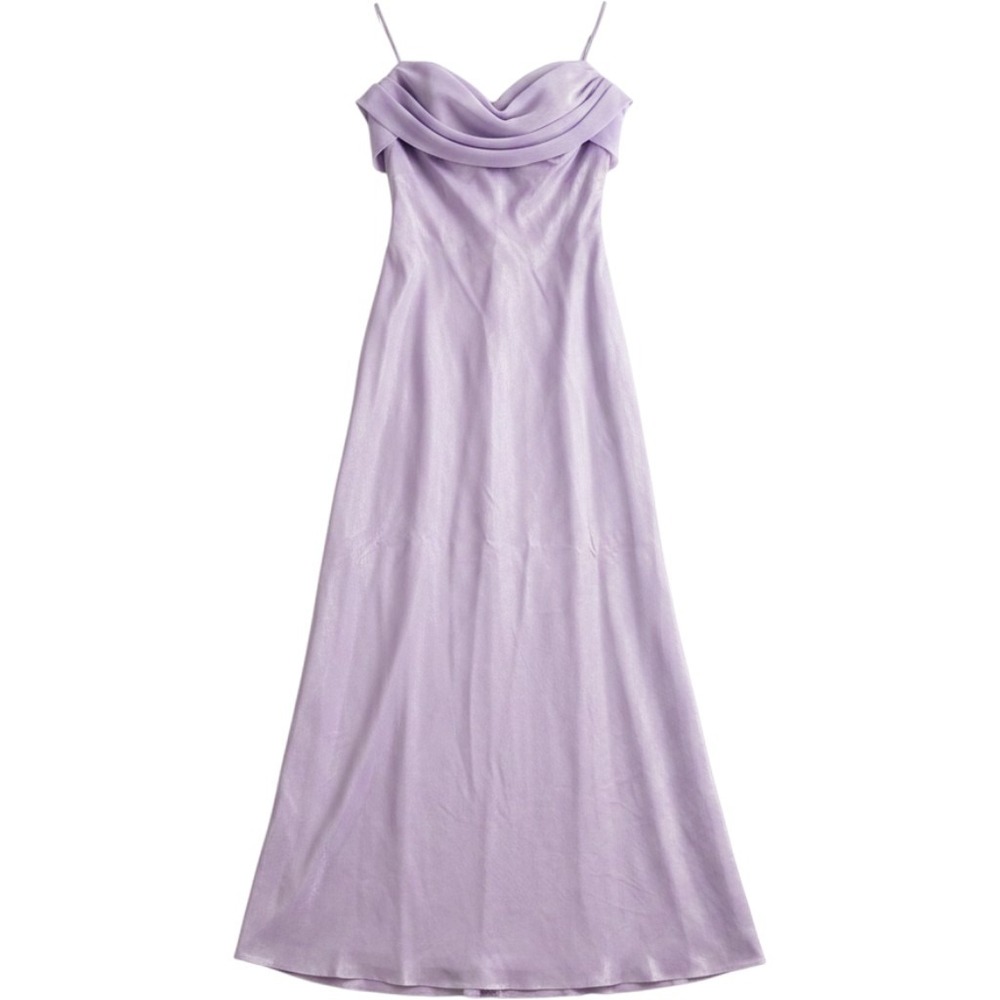 Vintage Dollar Lavender Iridescent Satin HOCO Maxi Dress 90s Prom Gown M